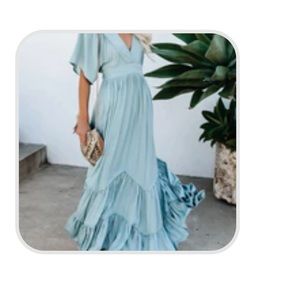 Floor length v neck maxi - light blue